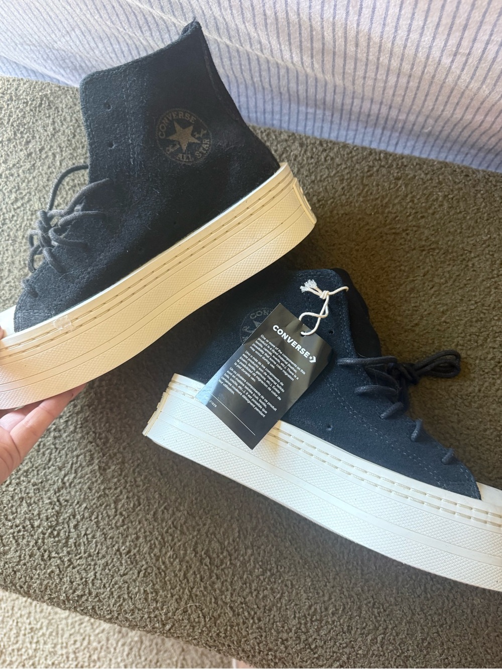 Converse Men’s Black High-Top Platform Sneakers with White Sole